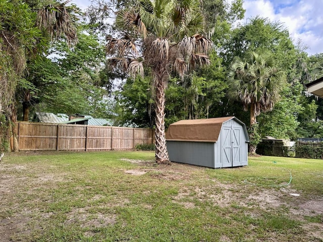 view of yard with a shed