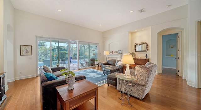 living room featuring light hardwood / wood-style floors