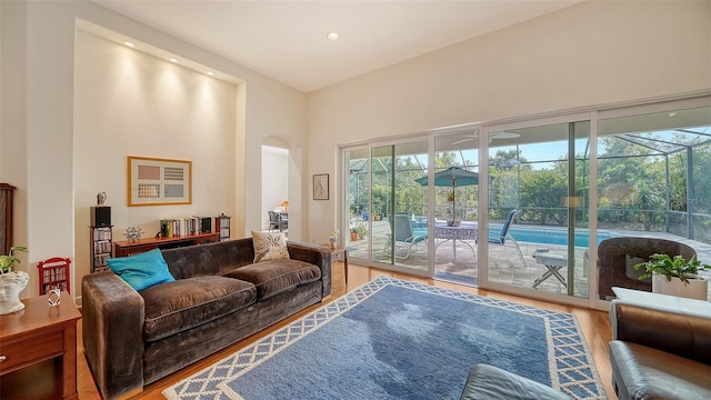 living room featuring wood-type flooring