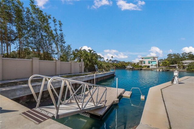 view of dock featuring a water view