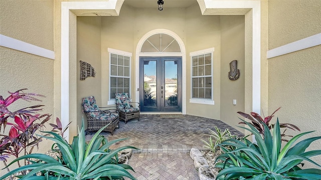 property entrance with french doors