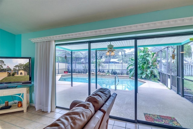 view of tiled living room