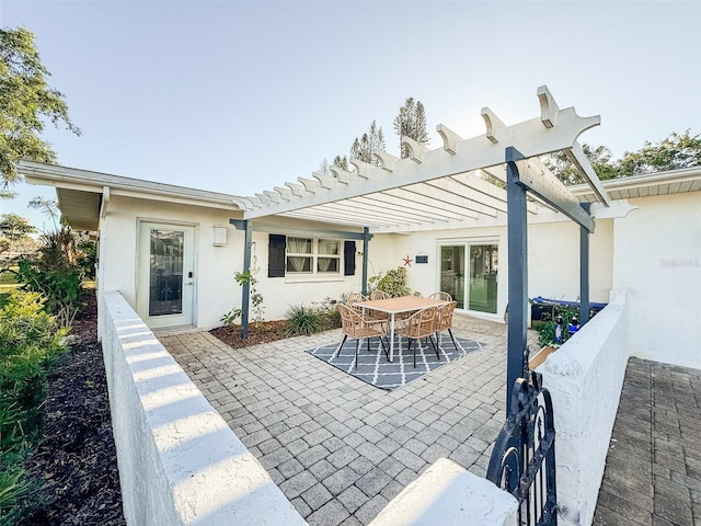 view of patio / terrace featuring a pergola