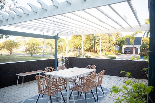 view of patio featuring a pergola