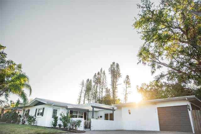 view of front of home featuring a garage