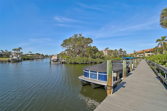 view of dock featuring a water view