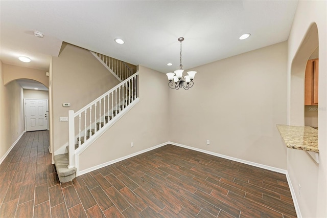 interior space featuring a chandelier