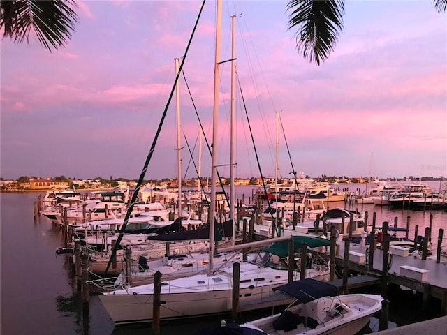 view of dock featuring a water view