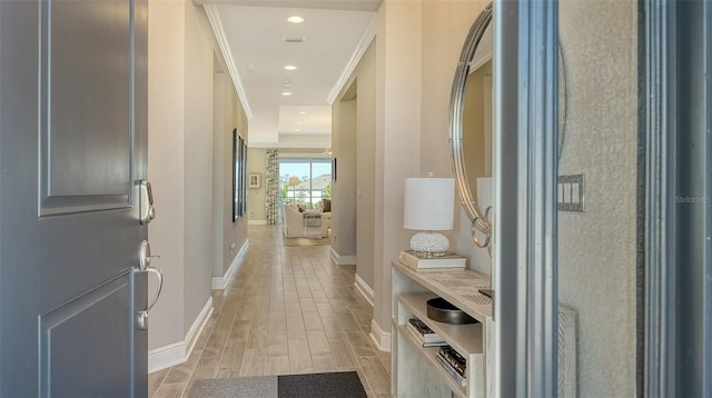 interior space featuring ornamental molding