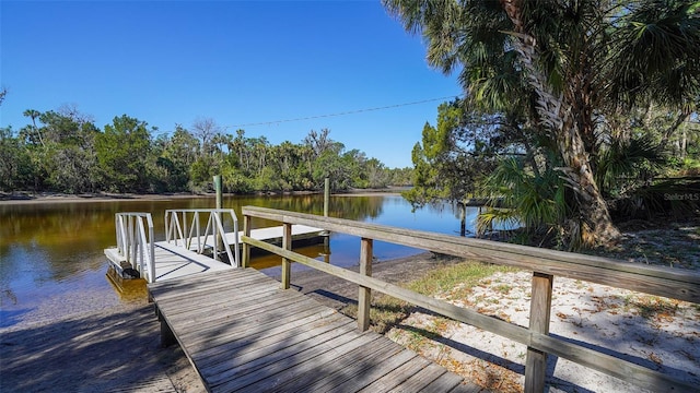 dock area featuring a water view