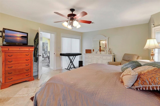 bedroom featuring ceiling fan