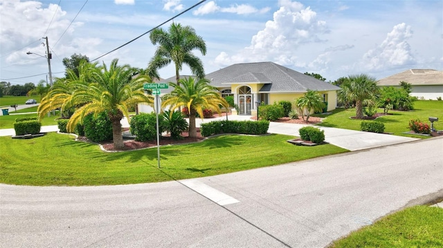 view of front of home with a front lawn