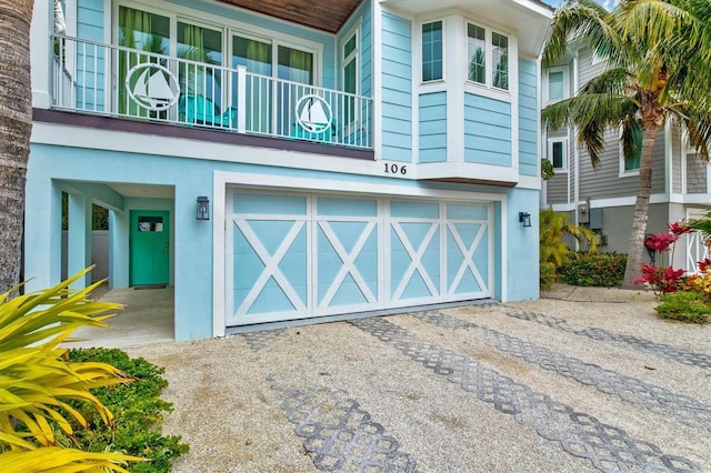 exterior space featuring a garage