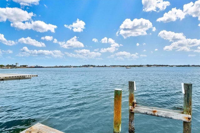 view of dock featuring a water view