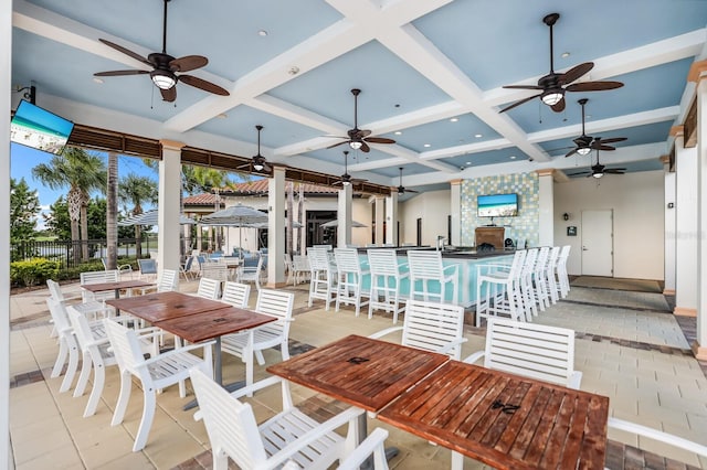 view of patio / terrace with an outdoor bar