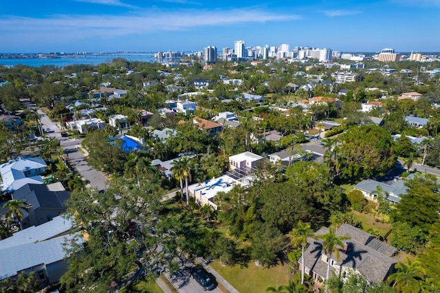 bird's eye view featuring a water view