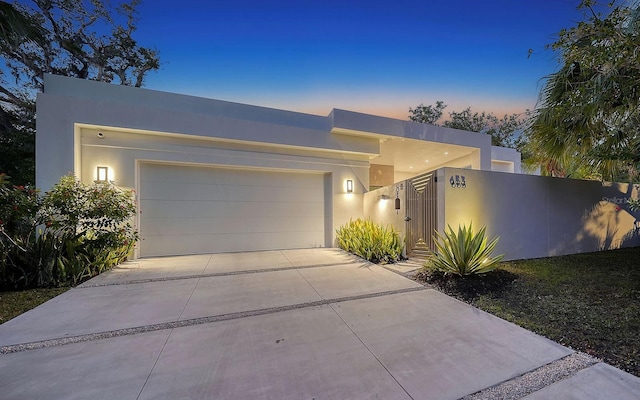 contemporary home with a garage