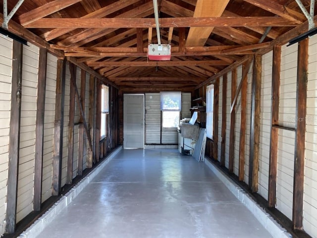 garage with a garage door opener