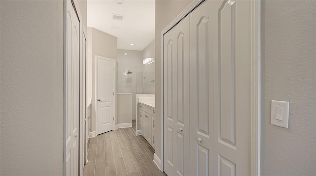 hall featuring light hardwood / wood-style flooring