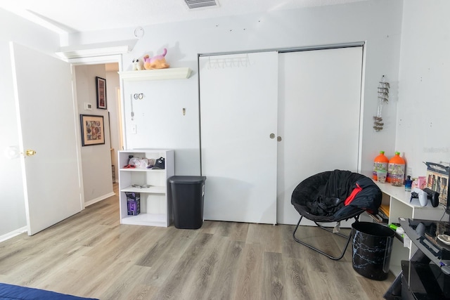 interior space with light hardwood / wood-style floors