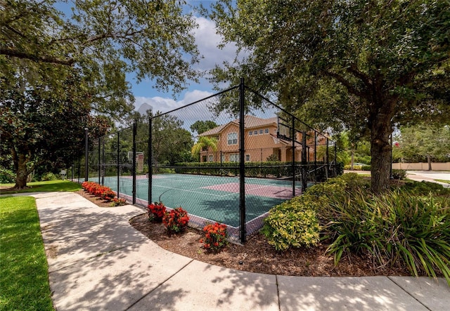 view of basketball court with tennis court