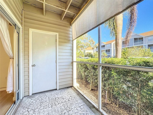 view of unfurnished sunroom