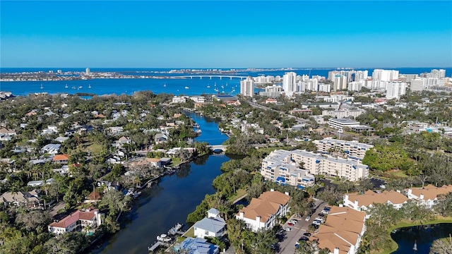 bird's eye view featuring a water view