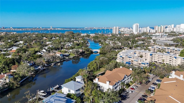 bird's eye view featuring a water view