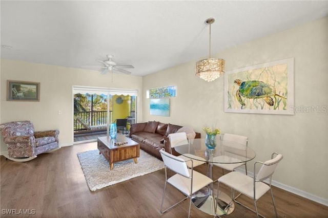 2060 Willow Hammock Cir Unit 304, Punta Gorda, FL 33983 - living room featuring wood finished floors and a ceiling fan