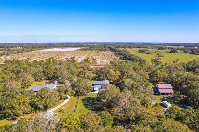 aerial view featuring a rural view