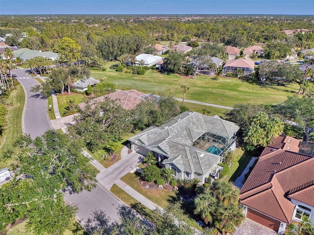 aerial view with a residential view and a forest view