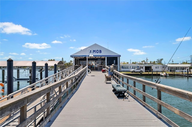 view of dock featuring a water view