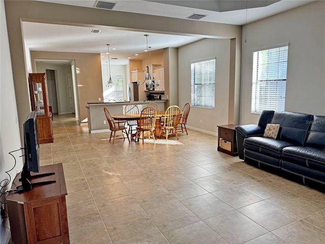 view of tiled living room