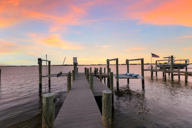 dock area featuring a water view