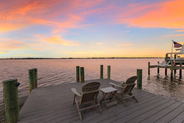 view of dock featuring a water view