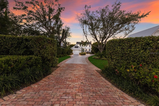 surrounding community with decorative driveway