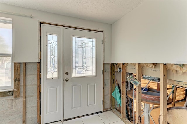 entryway featuring plenty of natural light and a textured ceiling