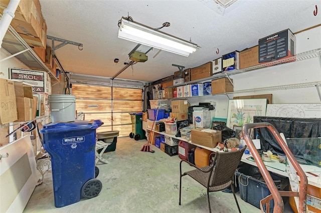 garage with a garage door opener