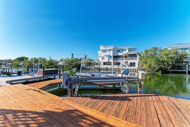 dock area featuring a water view