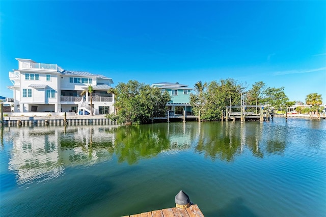 view of dock featuring a water view