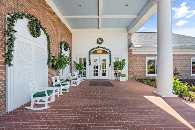 property entrance with french doors