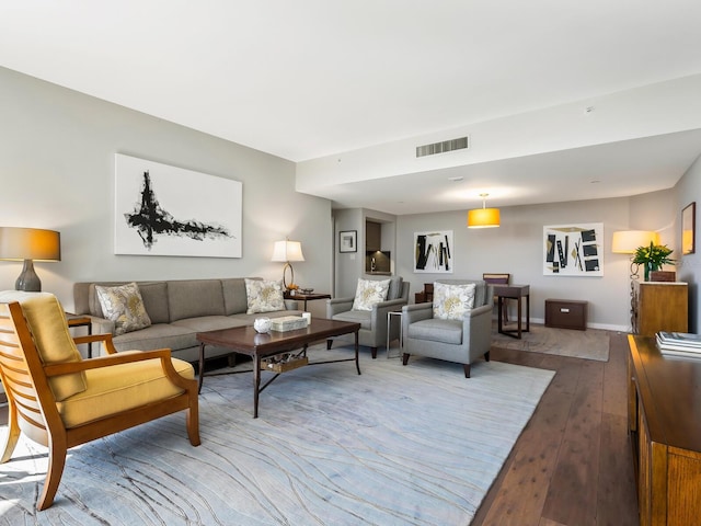 living room with wood-type flooring