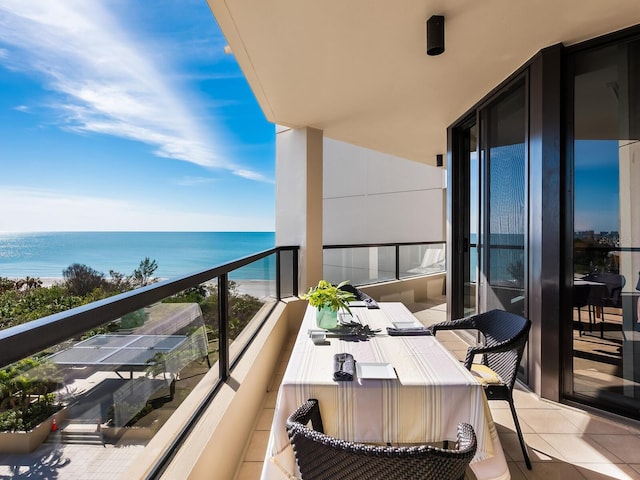 balcony with a water view