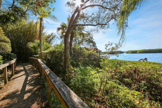 view of community featuring a water view