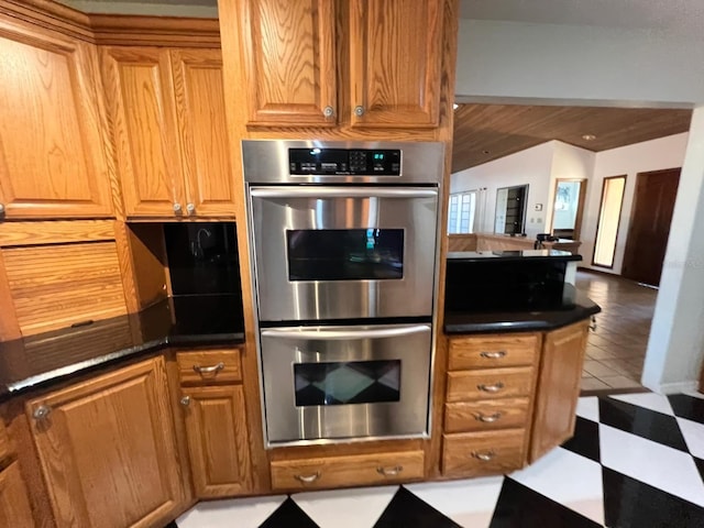 kitchen with stainless steel double oven