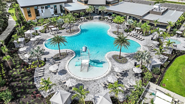 community pool with a patio