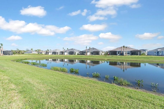 view of water feature with a residential view