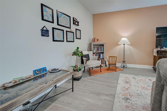 living area with light hardwood / wood-style floors