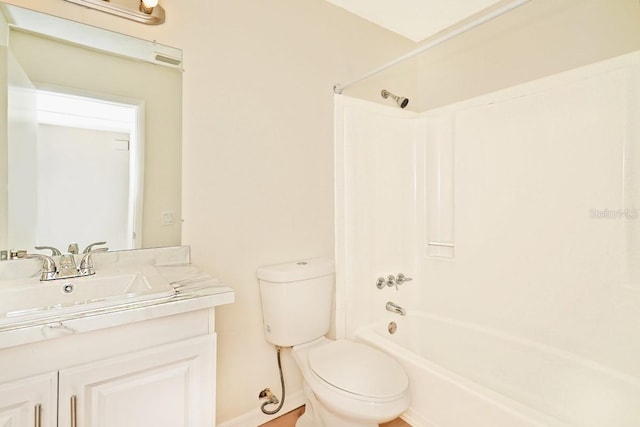 full bathroom featuring vanity, toilet, and shower / tub combination