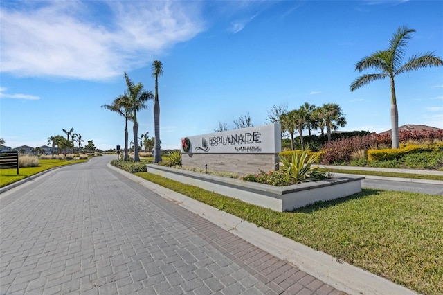 view of community sign